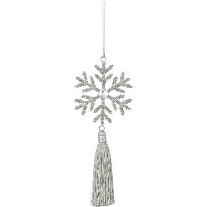 Подвеска снежинка HOUSE OF SEASONS, с кисточкой, светло-зеленая, 20*10*2 см 85933